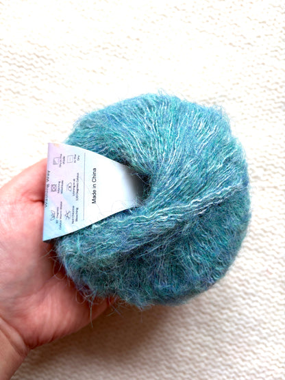 6 balls x 25g Alpaca Mohair yarn : Mohair + Alpaca + Acrylic : Colour 07 Teal