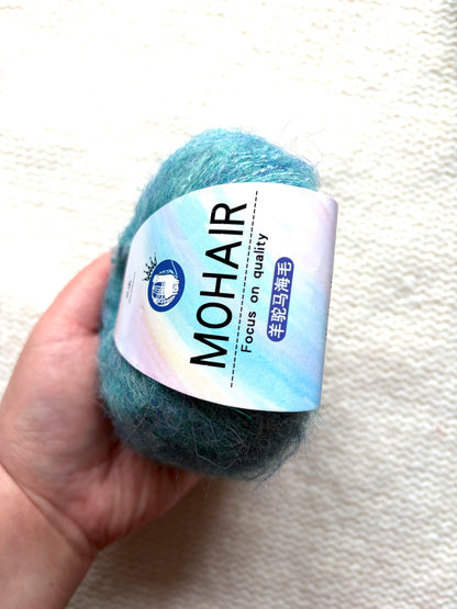 6 balls x 25g Alpaca Mohair yarn : Mohair + Alpaca + Acrylic : Colour 07 Teal