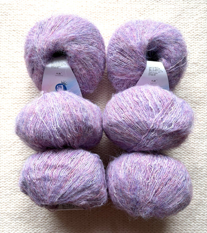 6 balls x 25g Alpaca Mohair yarn : Mohair + Alpaca + Acrylic : Colour 12 Lavender