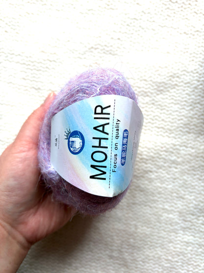 6 balls x 25g Alpaca Mohair yarn : Mohair + Alpaca + Acrylic : Colour 12 Lavender