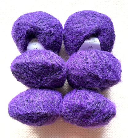 6 balls x 25g Alpaca Mohair yarn : Mohair + Alpaca + Acrylic : Colour 15 Grape