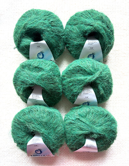 6 balls x 25g Alpaca Mohair yarn : Mohair + Alpaca + Acrylic : Colour 20 Forest Green