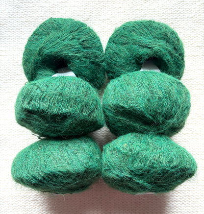 6 balls x 25g Alpaca Mohair yarn : Mohair + Alpaca + Acrylic : Colour 20 Forest Green