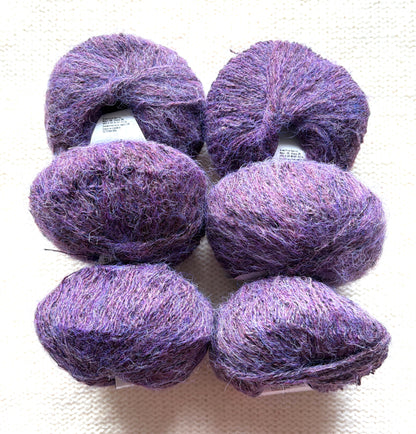 6 balls x 25g Alpaca Mohair yarn : Mohair + Alpaca + Acrylic : Colour 14 Plum