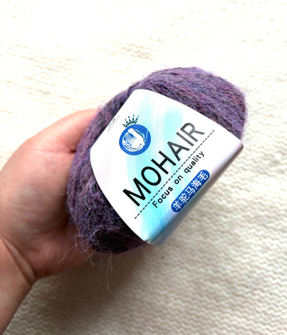 6 balls x 25g Alpaca Mohair yarn : Mohair + Alpaca + Acrylic : Colour 14 Plum