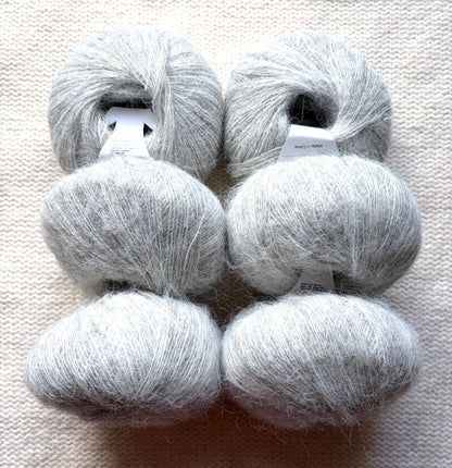 6 balls x 25g Alpaca Mohair yarn : Mohair + Alpaca + Acrylic : Colour 04 Light Grey