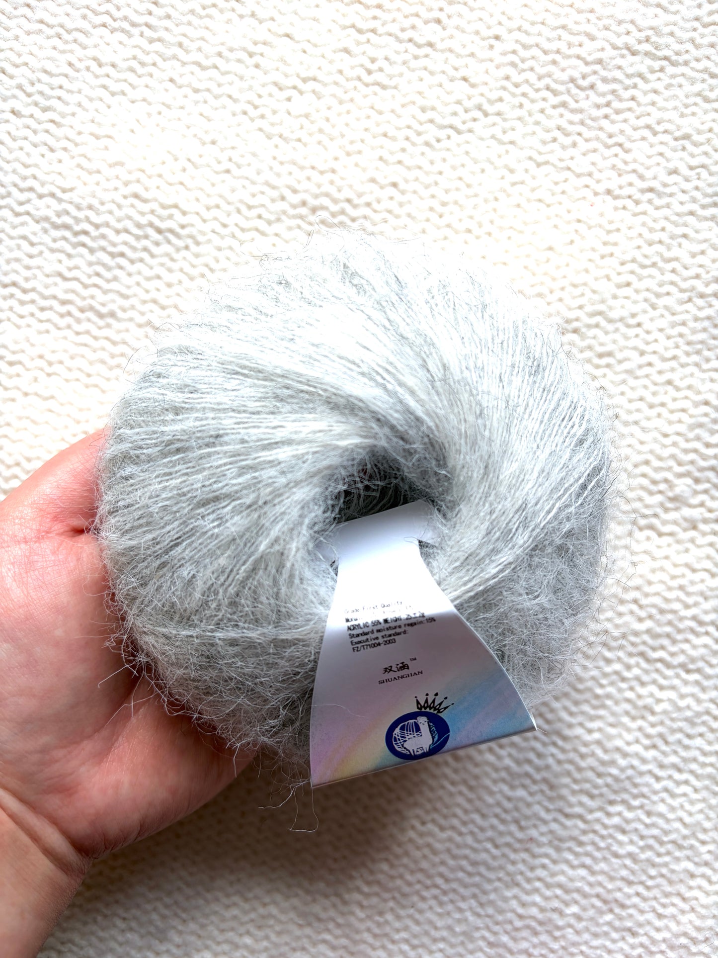 6 balls x 25g Alpaca Mohair yarn : Mohair + Alpaca + Acrylic : Colour 04 Light Grey