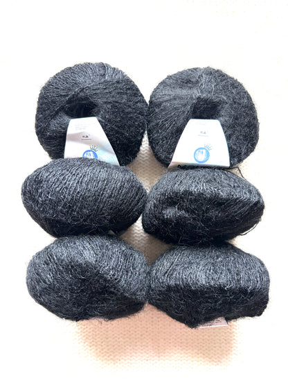 6 balls x 25g Alpaca Mohair yarn : Mohair + Alpaca + Acrylic : Colour 18 Black