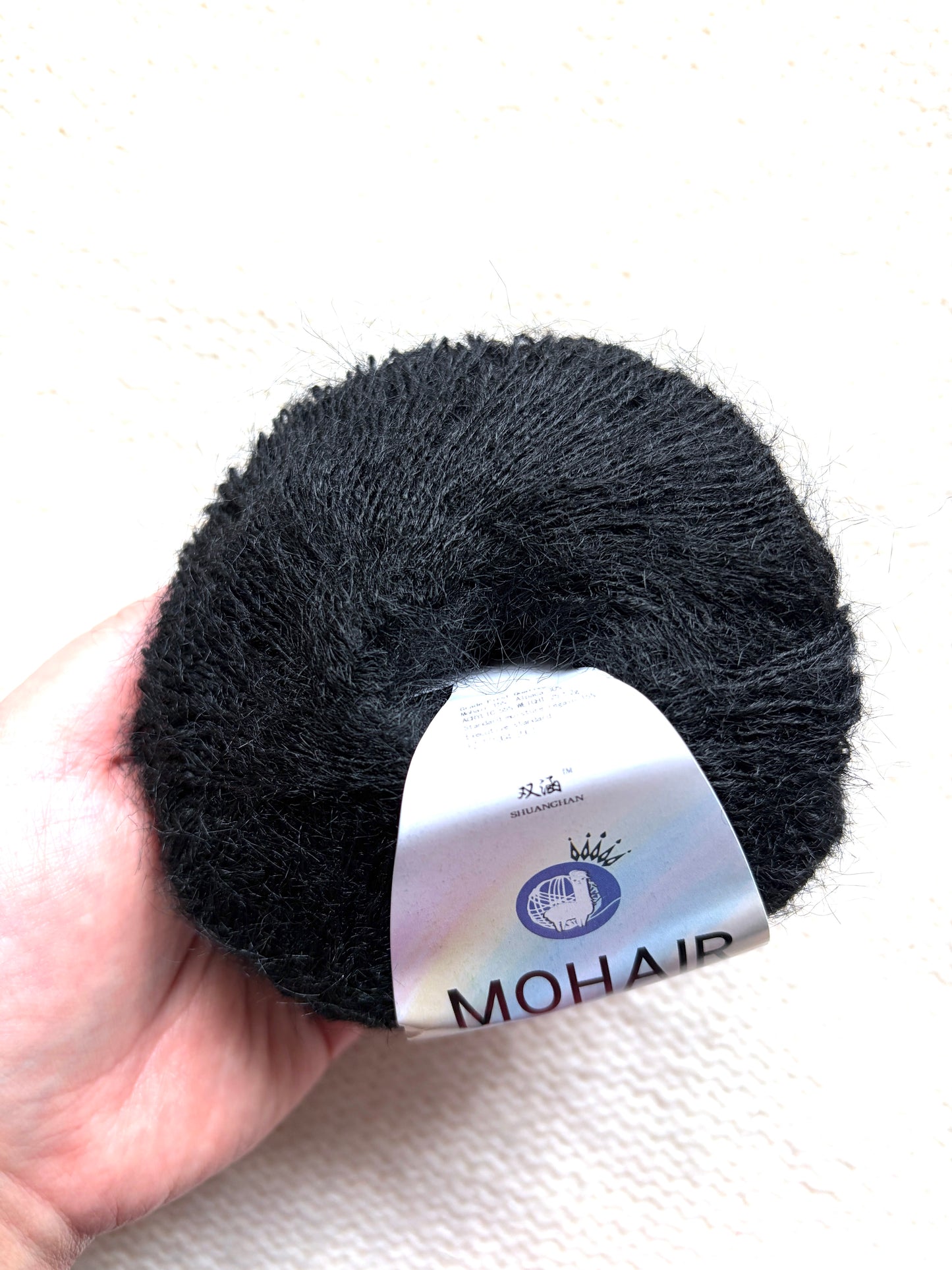 6 balls x 25g Alpaca Mohair yarn : Mohair + Alpaca + Acrylic : Colour 18 Black