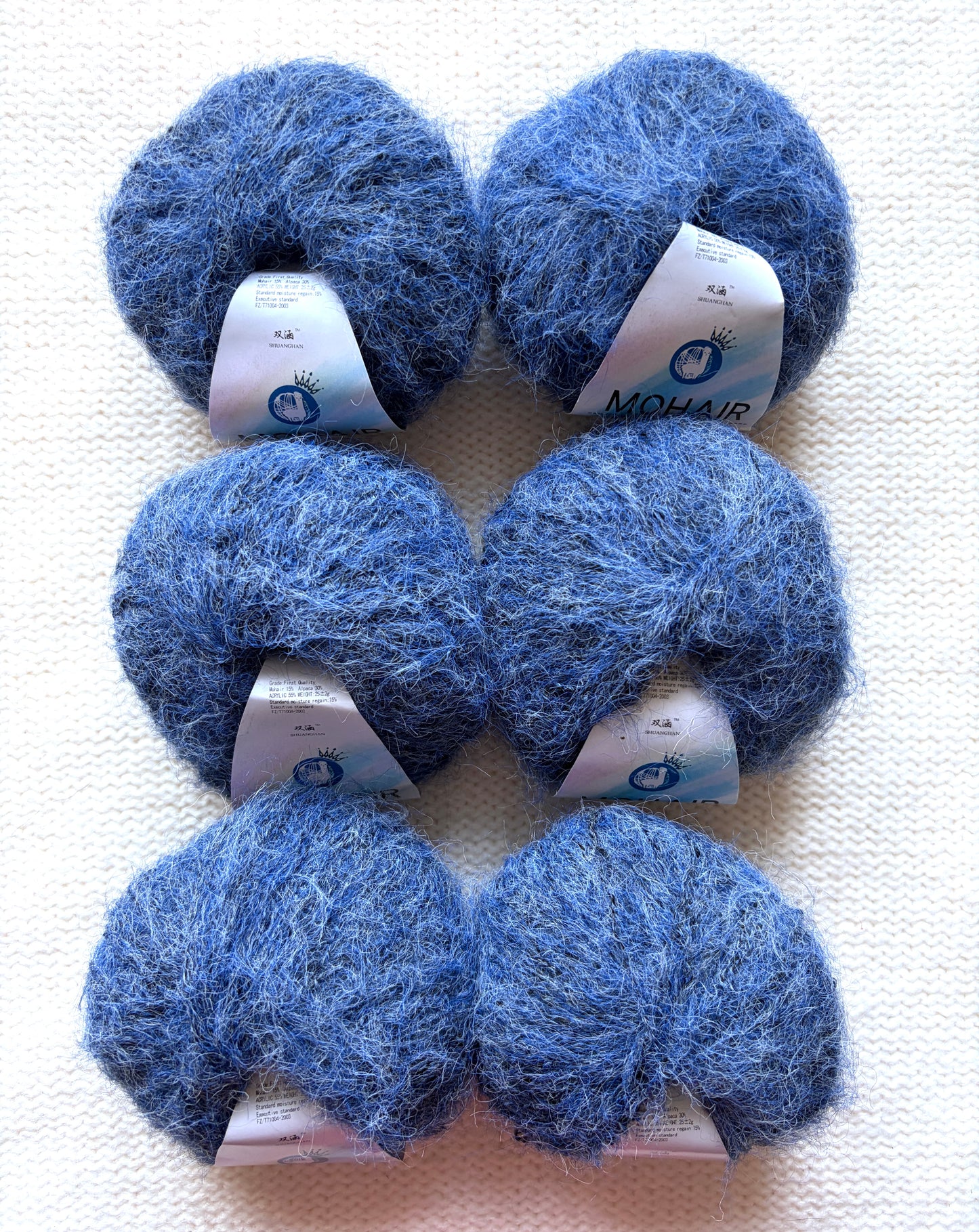 6 balls x 25g Alpaca Mohair yarn : Mohair + Alpaca + Acrylic : Colour 16 Indigo