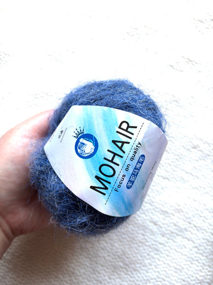 6 balls x 25g Alpaca Mohair yarn : Mohair + Alpaca + Acrylic : Colour 16 Indigo