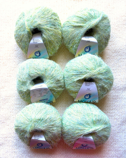 6 balls x 25g Alpaca Mohair yarn : Mohair + Alpaca + Acrylic : Colour 08 Celadon