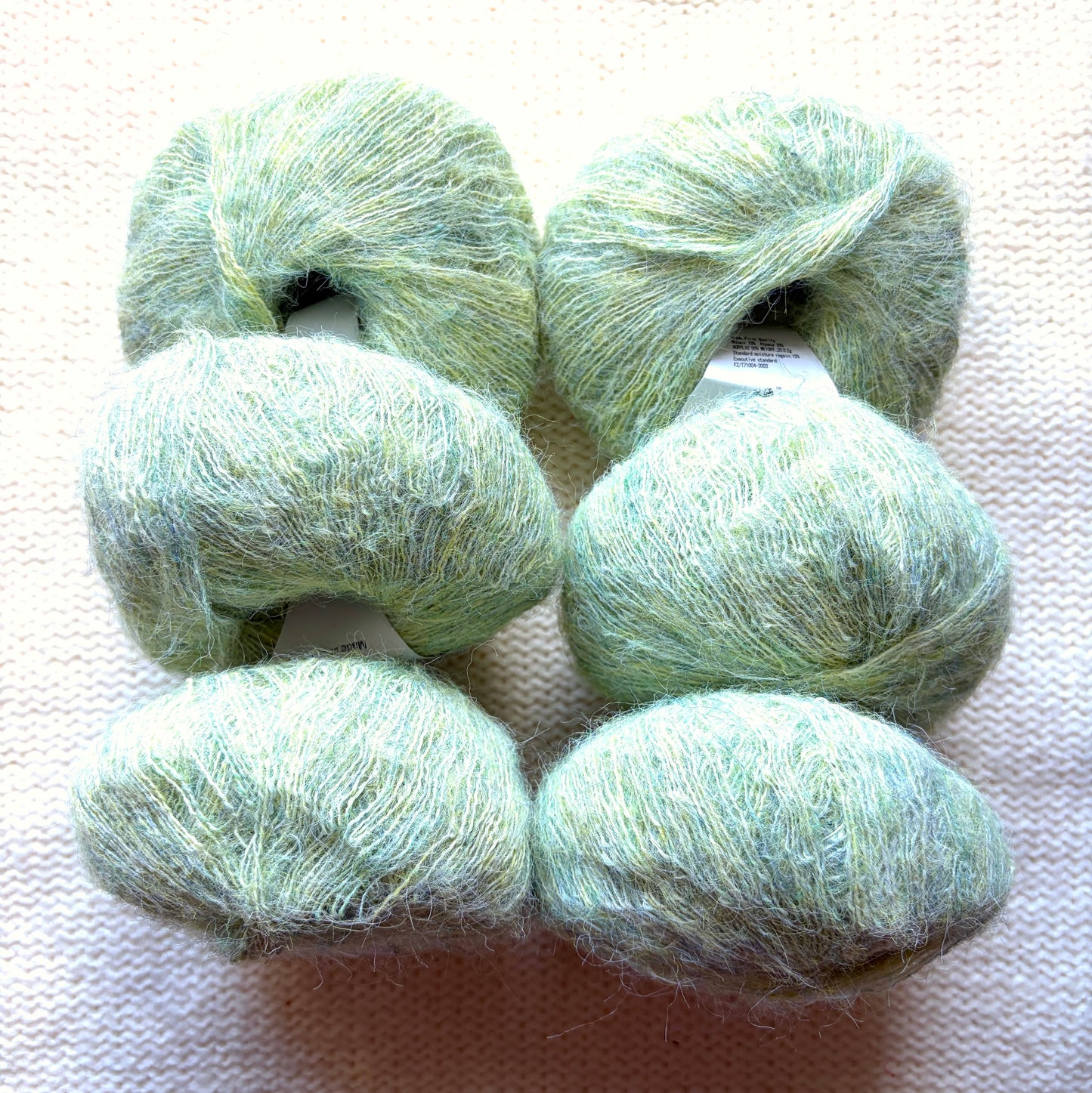 6 balls x 25g Alpaca Mohair yarn : Mohair + Alpaca + Acrylic : Colour 08 Celadon