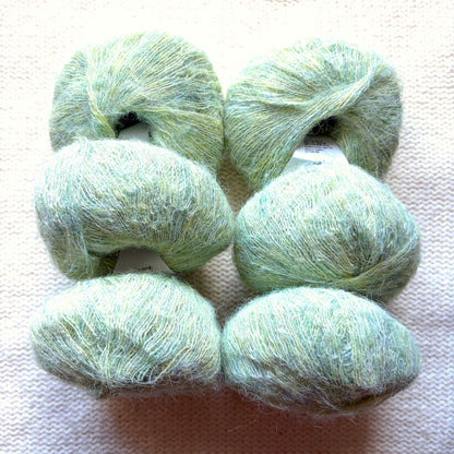 6 balls x 25g Alpaca Mohair yarn : Mohair + Alpaca + Acrylic : Colour 08 Celadon
