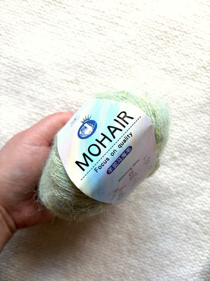 6 balls x 25g Alpaca Mohair yarn : Mohair + Alpaca + Acrylic : Colour 08 Celadon