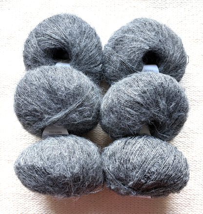 6 balls x 25g Alpaca Mohair yarn : Mohair + Alpaca + Acrylic : Colour 05 Ash