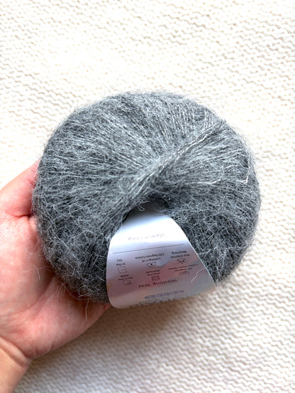 6 balls x 25g Alpaca Mohair yarn : Mohair + Alpaca + Acrylic : Colour 05 Ash