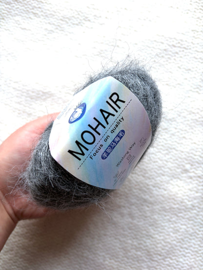 6 balls x 25g Alpaca Mohair yarn : Mohair + Alpaca + Acrylic : Colour 05 Ash