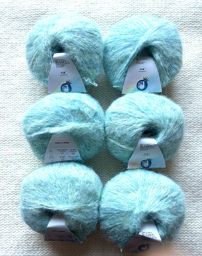 6 balls x 25g Alpaca Mohair yarn : Mohair + Alpaca + Acrylic : Colour 06 Sea Breeze