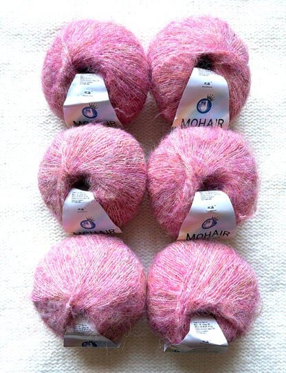 6 balls x 25g Alpaca Mohair yarn : Mohair + Alpaca + Acrylic : Colour 03 Strawberry
