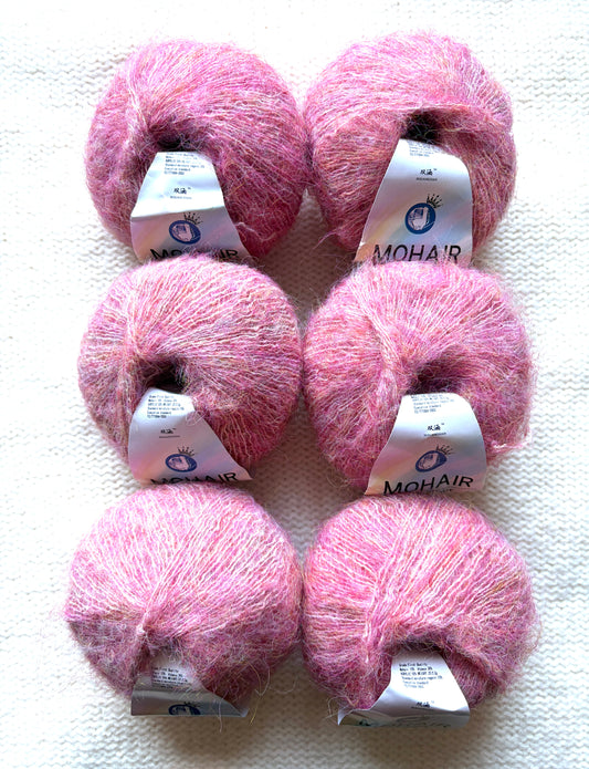 6 balls x 25g Alpaca Mohair yarn : Mohair + Alpaca + Acrylic : Colour 03 Strawberry