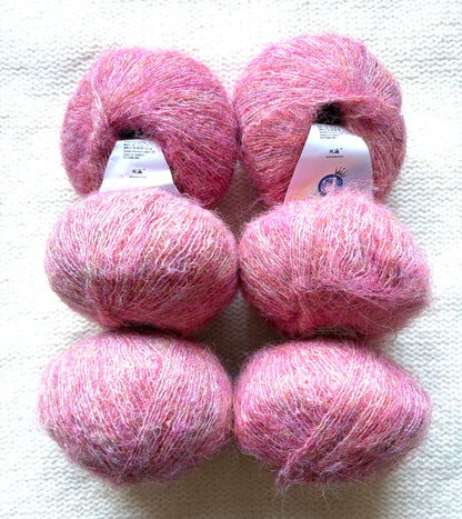 6 balls x 25g Alpaca Mohair yarn : Mohair + Alpaca + Acrylic : Colour 03 Strawberry