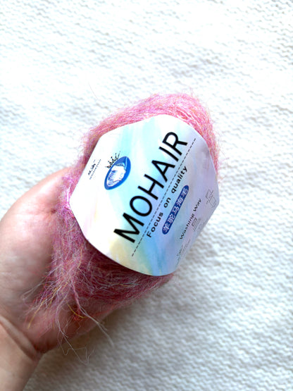 6 balls x 25g Alpaca Mohair yarn : Mohair + Alpaca + Acrylic : Colour 03 Strawberry