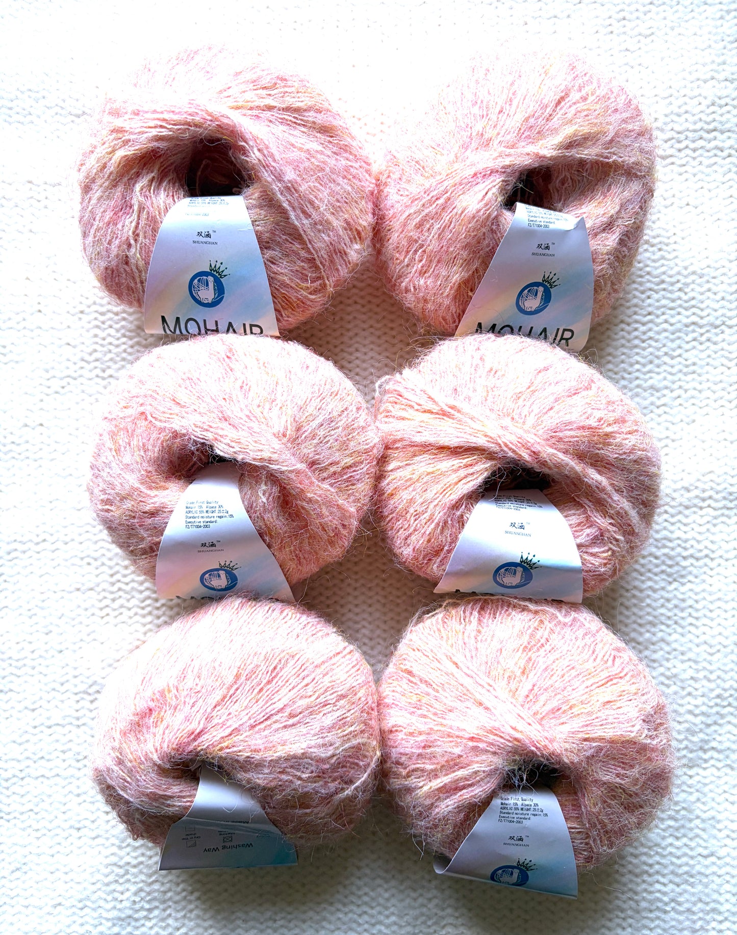 6 balls x 25g Alpaca Mohair yarn : Mohair + Alpaca + Acrylic : 02 Peach