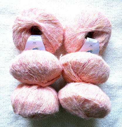 6 balls x 25g Alpaca Mohair yarn : Mohair + Alpaca + Acrylic : 02 Peach