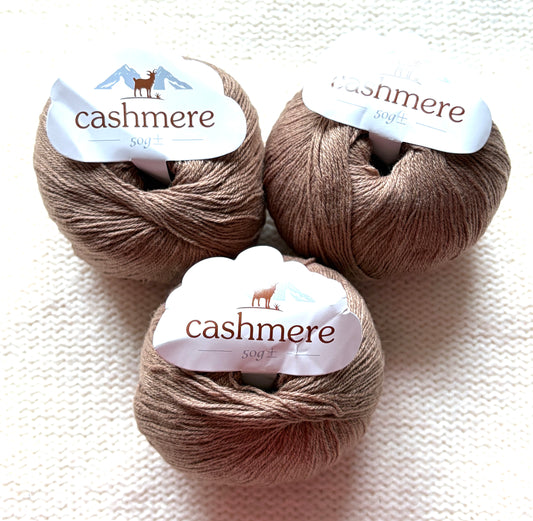 3 balls x 50g Cashmere yarn : 100% Cashmere : 16 Chestnut Brown