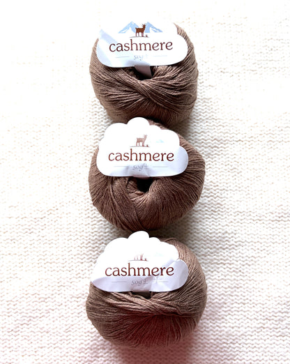 3 balls x 50g Cashmere yarn : 100% Cashmere : 16 Chestnut Brown