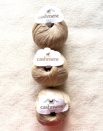 3 balls x 50g Cashmere yarn : 100% Cashmere : 20 Warm Caramel