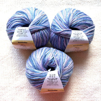 3 balls x 50g Fancy Wool Blend  yarn : 95% Wool : Colour 02 Iris