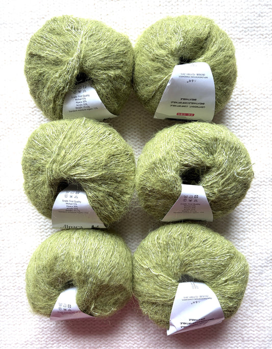 6 balls x 25g Alpaca Mohair yarn : Mohair + Alpaca + Acrylic : 13 Moss Green