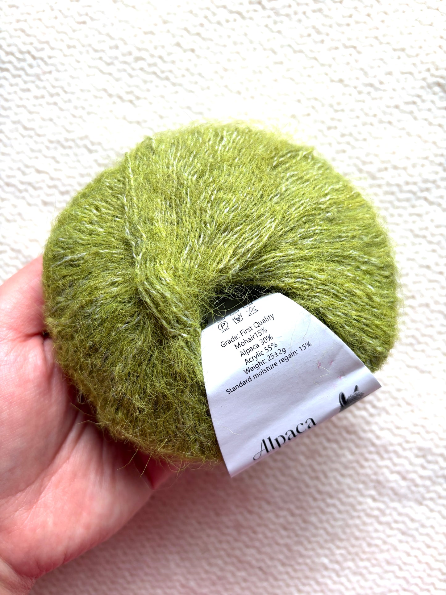 6 balls x 25g Alpaca Mohair yarn : Mohair + Alpaca + Acrylic : 13 Moss Green