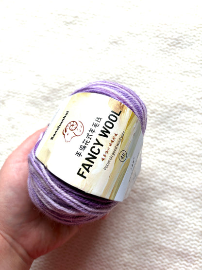 3 balls x 50g Fancy Wool Blend  yarn : 95% Wool : Colour 13 Amethyst