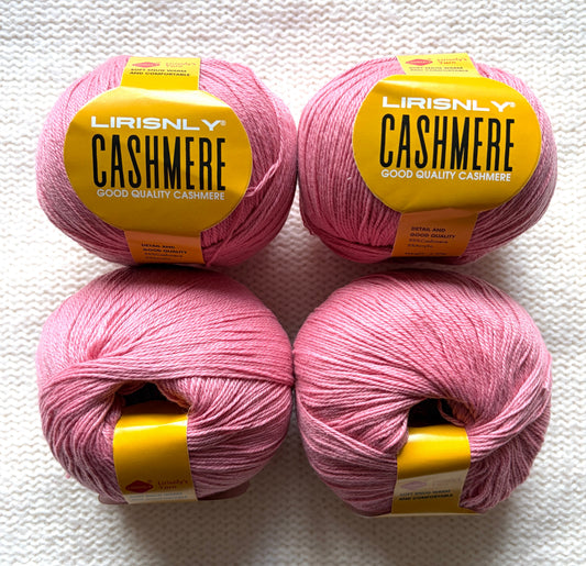 4 balls x 50g Cashmere yarn : 95% Cashmere + 5% Acrylic : 53 Watermelon