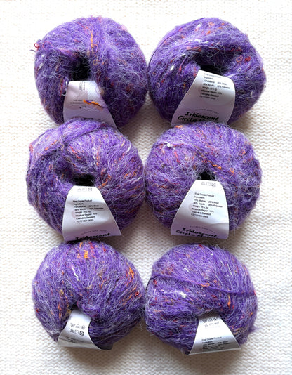 6 balls x 25g Mohair Wool yarn : Mohair + Wool + Acrylic + Polyester : 12 Violet