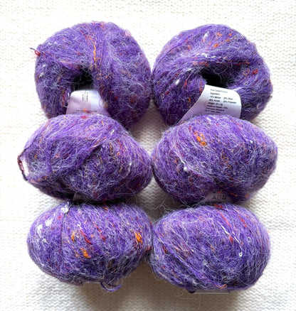 6 balls x 25g Mohair Wool yarn : Mohair + Wool + Acrylic + Polyester : 12 Violet