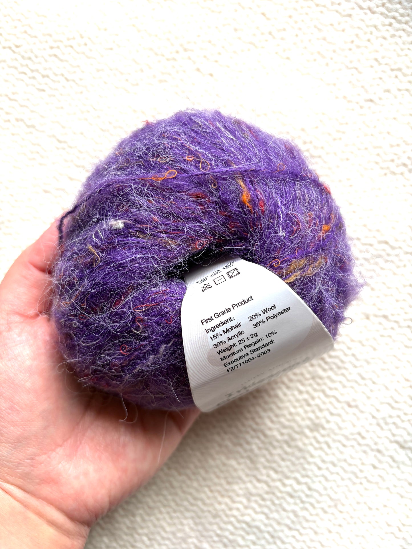 6 balls x 25g Mohair Wool yarn : Mohair + Wool + Acrylic + Polyester : 12 Violet