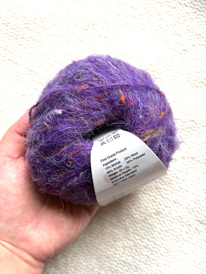 6 balls x 25g Mohair Wool yarn : Mohair + Wool + Acrylic + Polyester : 12 Violet