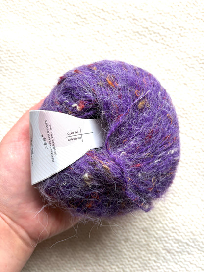 6 balls x 25g Mohair Wool yarn : Mohair + Wool + Acrylic + Polyester : 12 Violet