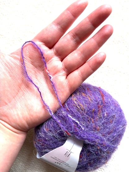 6 balls x 25g Mohair Wool yarn : Mohair + Wool + Acrylic + Polyester : 12 Violet