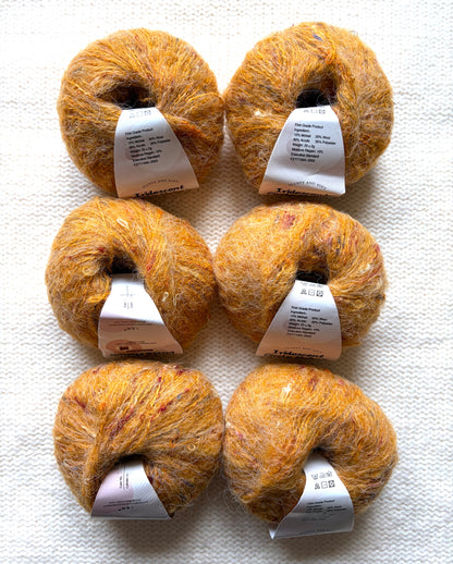 6 balls x 25g Mohair Wool yarn : Mohair + Wool + Acrylic + Polyester : 10 Turmeric Yellow