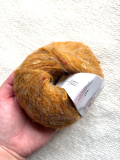 6 balls x 25g Mohair Wool yarn : Mohair + Wool + Acrylic + Polyester : 10 Turmeric Yellow