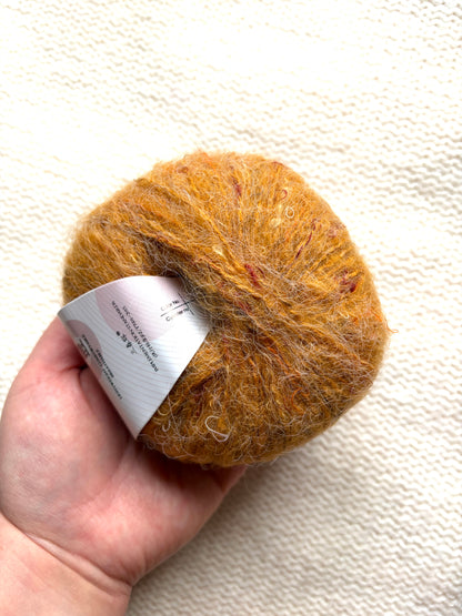6 balls x 25g Mohair Wool yarn : Mohair + Wool + Acrylic + Polyester : 10 Turmeric Yellow