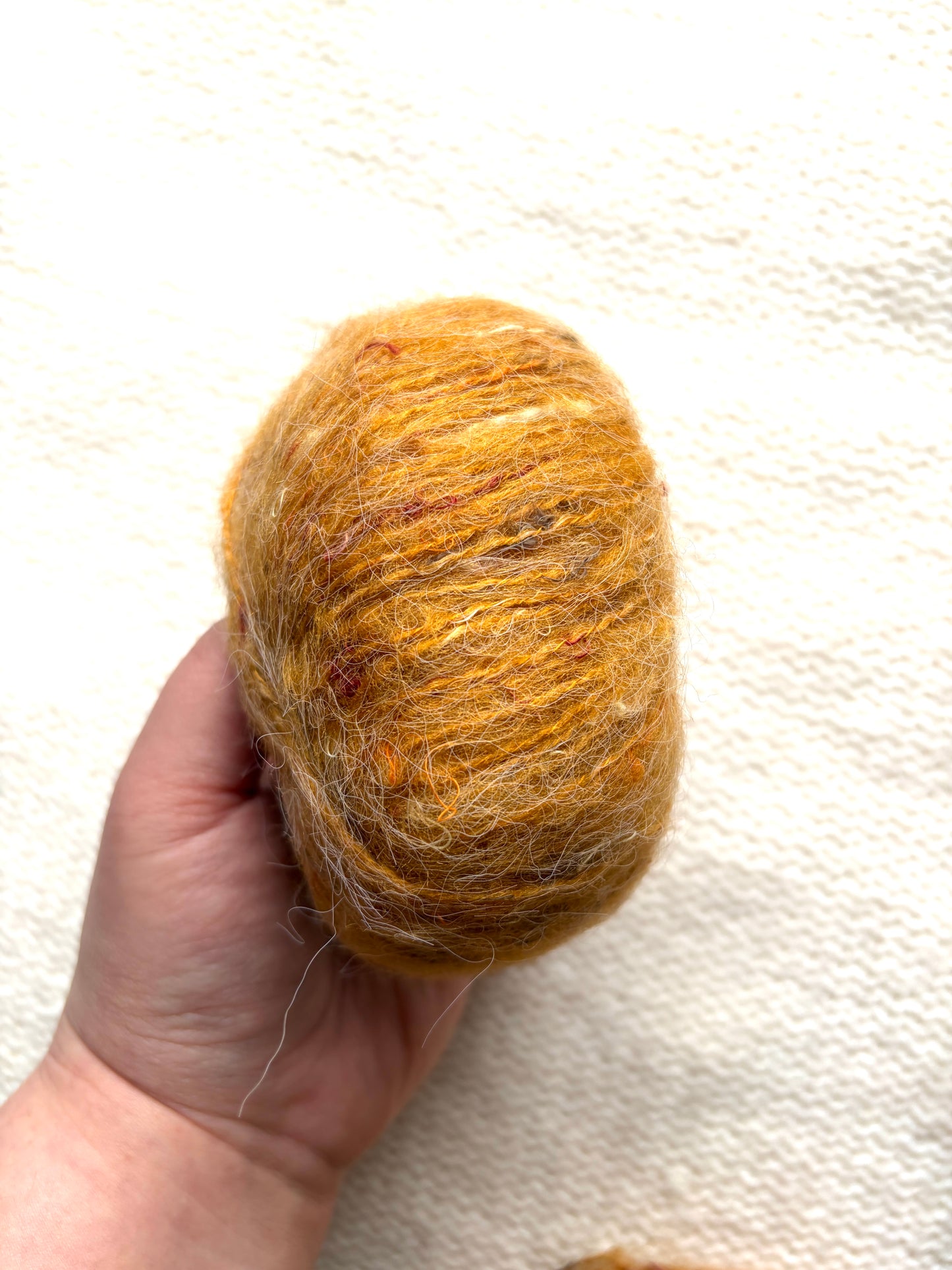 6 balls x 25g Mohair Wool yarn : Mohair + Wool + Acrylic + Polyester : 10 Turmeric Yellow