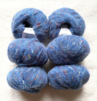 6 balls x 25g Mohair Wool yarn : Mohair + Wool + Acrylic + Polyester : 15 Denim Blue
