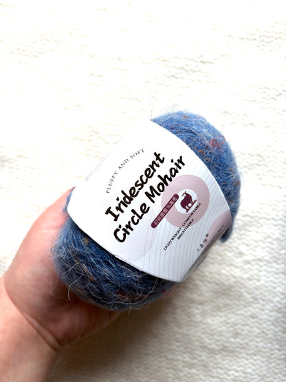 6 balls x 25g Mohair Wool yarn : Mohair + Wool + Acrylic + Polyester : 15 Denim Blue