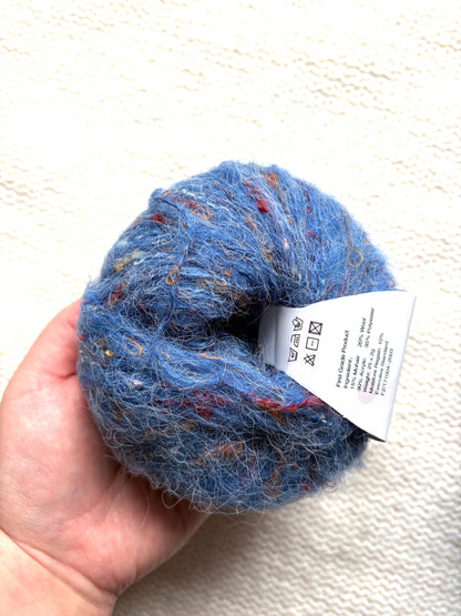 6 balls x 25g Mohair Wool yarn : Mohair + Wool + Acrylic + Polyester : 15 Denim Blue
